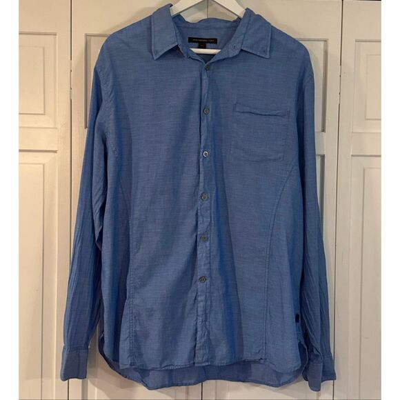 John Varatos USA blue seam front light cotton button down XL - Picture 2 of 9